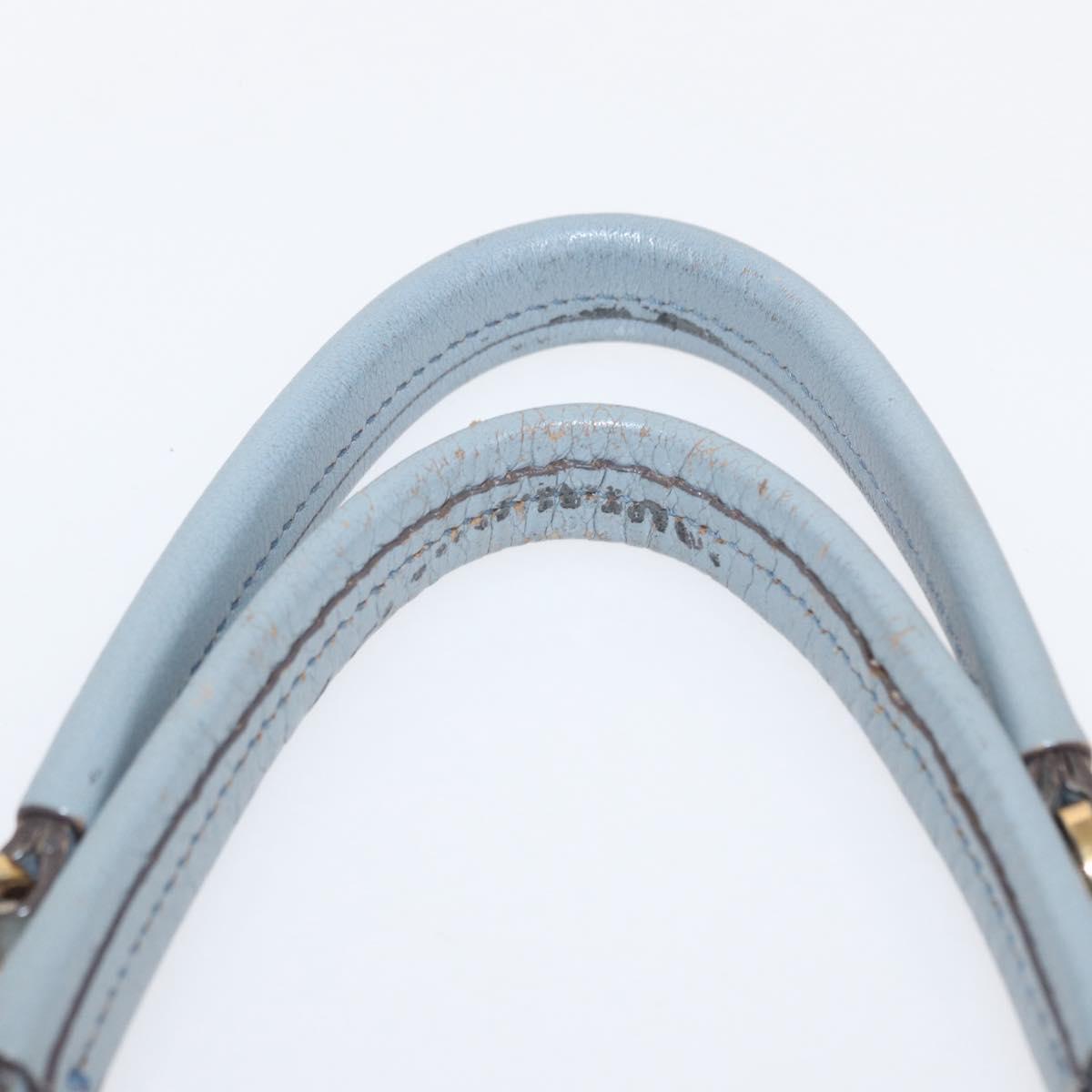 Salvatore Ferragamo Gancini Tote Bag Leather Light Blue Gold Auth 153367