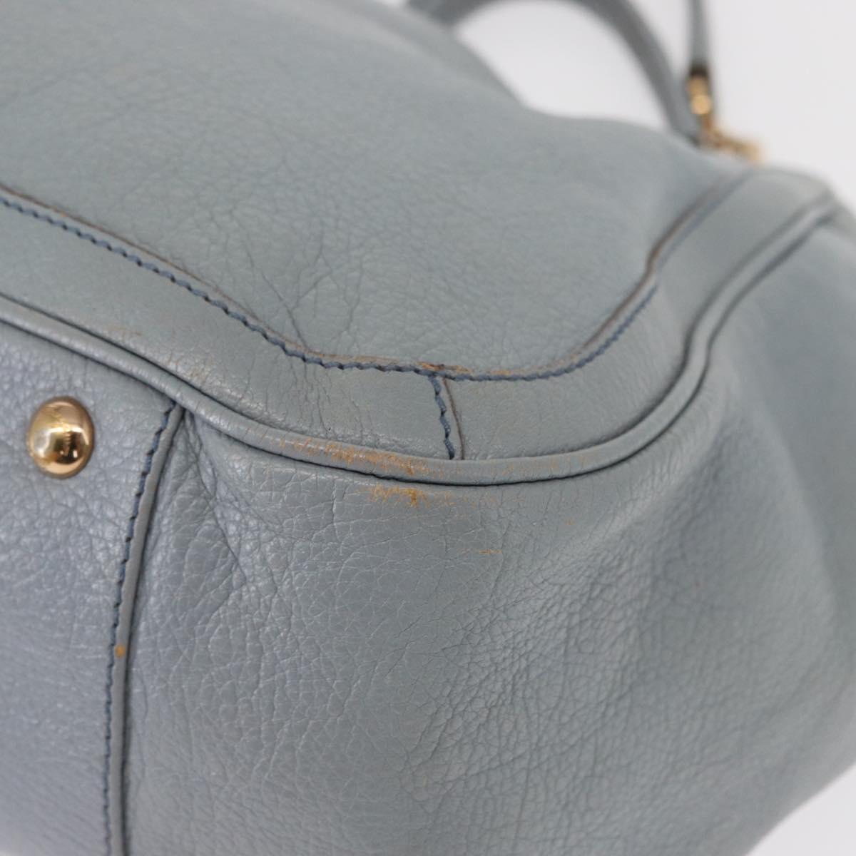 Salvatore Ferragamo Gancini Tote Bag Leather Light Blue Gold Auth 153367