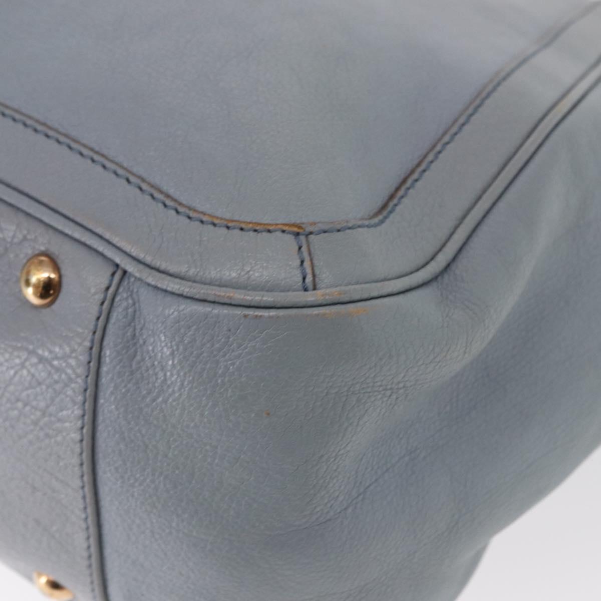 Salvatore Ferragamo Gancini Tote Bag Leather Light Blue Gold Auth 153367