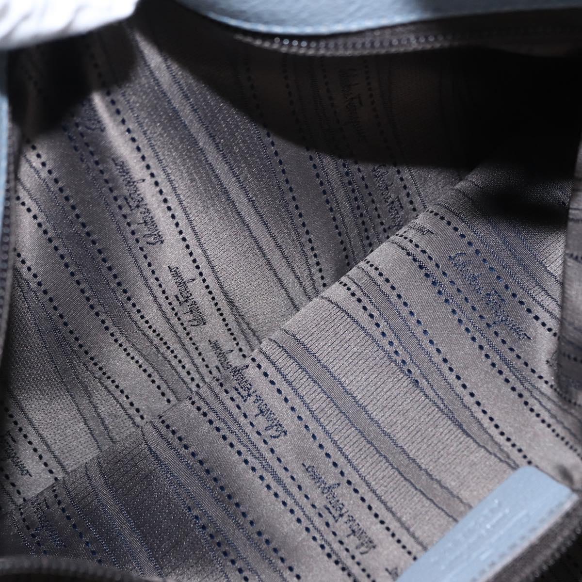 Salvatore Ferragamo Gancini Tote Bag Leather Light Blue Gold Auth 153367