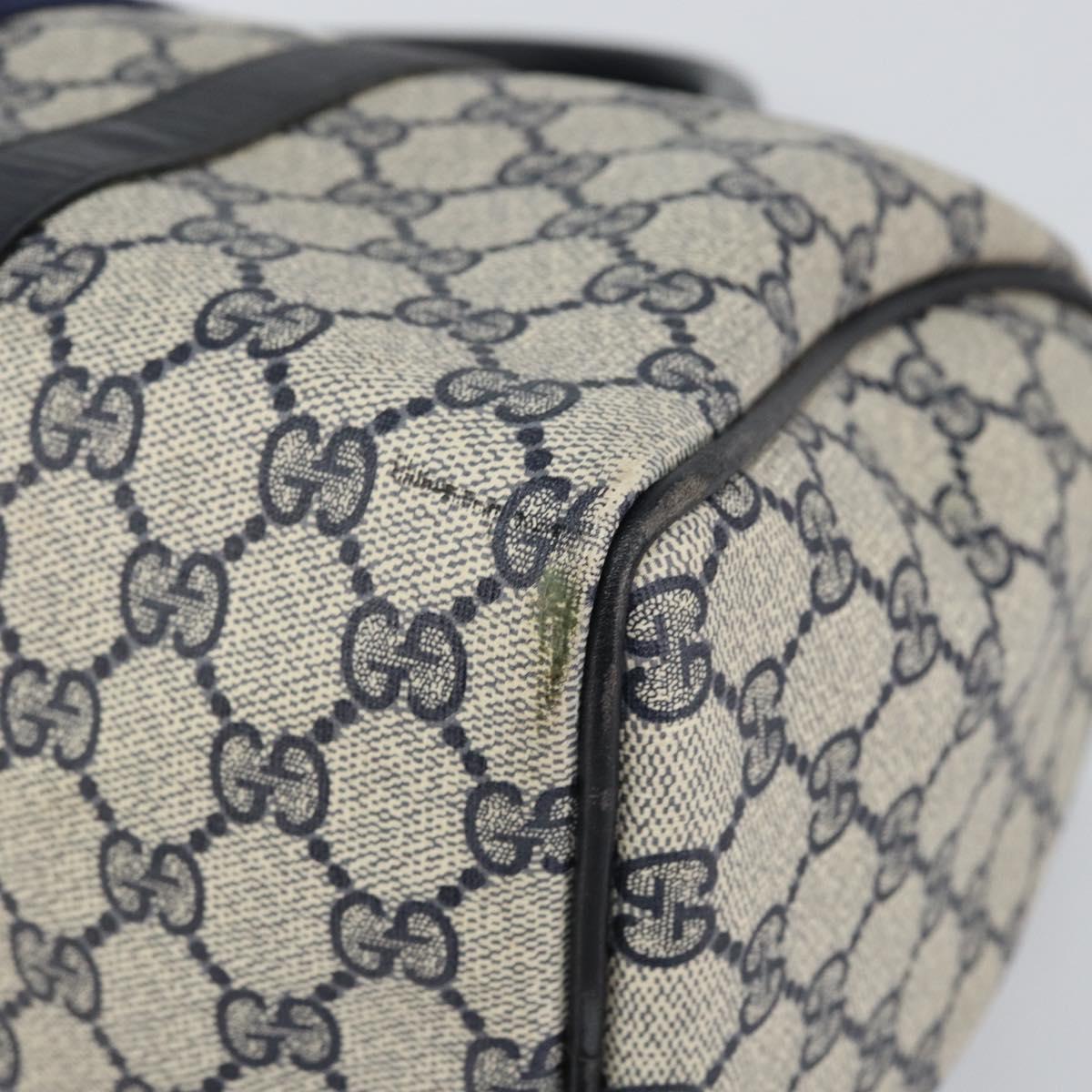 GUCCI GG Supreme Sherry Line Boston Bag PVC Navy Gold Red Auth 153368