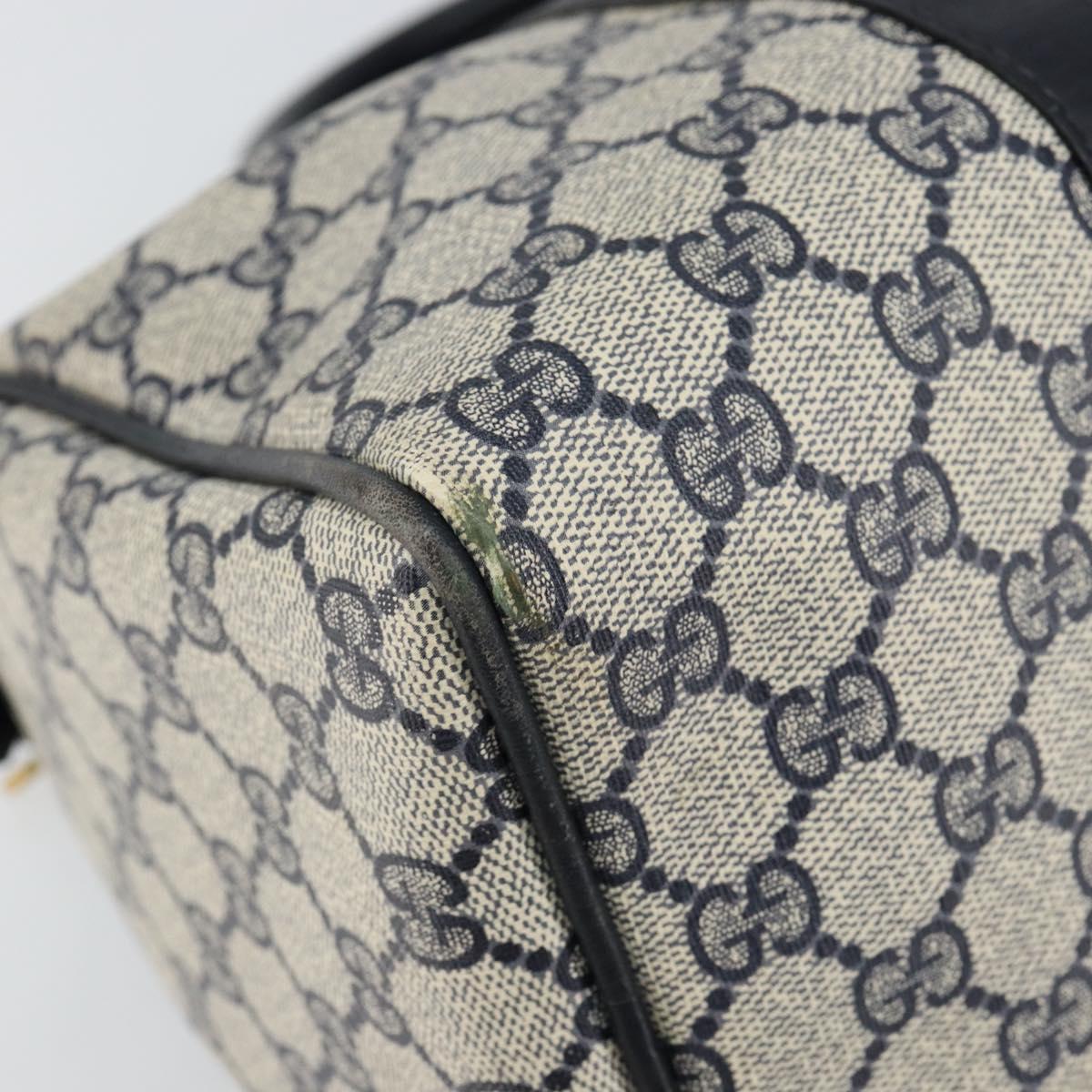 GUCCI GG Supreme Sherry Line Boston Bag PVC Navy Gold Red Auth 153368