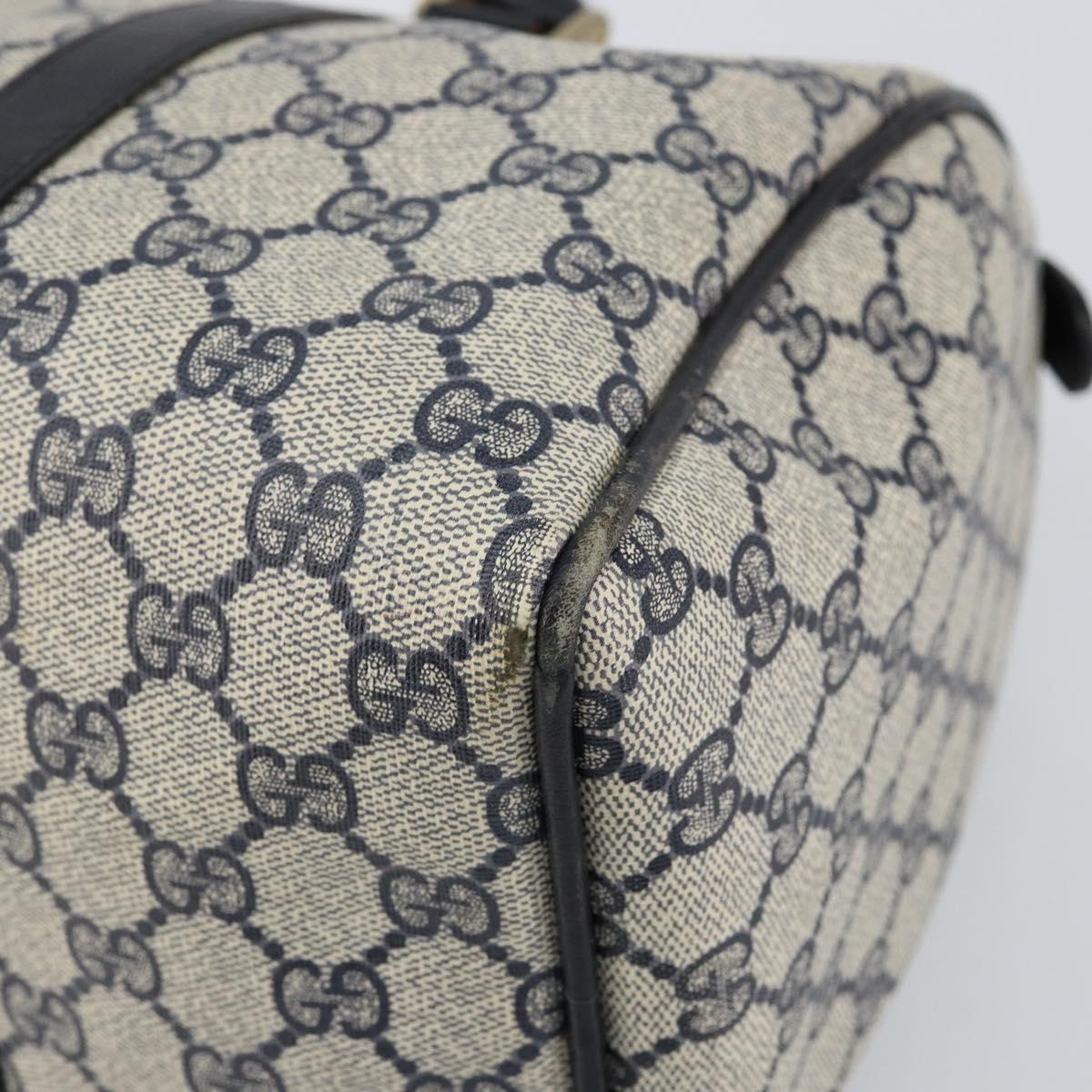 GUCCI GG Supreme Sherry Line Boston Bag PVC Navy Gold Red Auth 153368