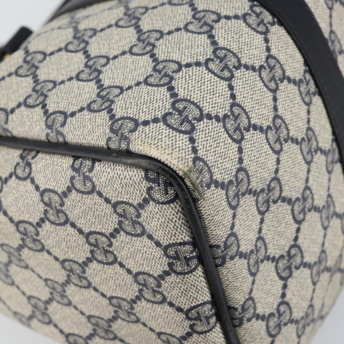 GUCCI GG Supreme Sherry Line Boston Bag PVC Navy Gold Red Auth 153368