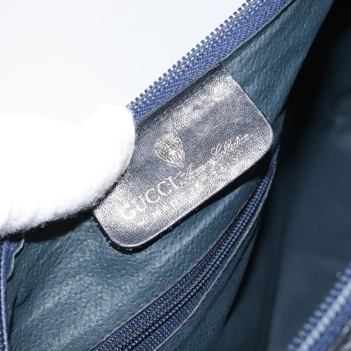 GUCCI GG Supreme Sherry Line Boston Bag PVC Navy Gold Red Auth 153368