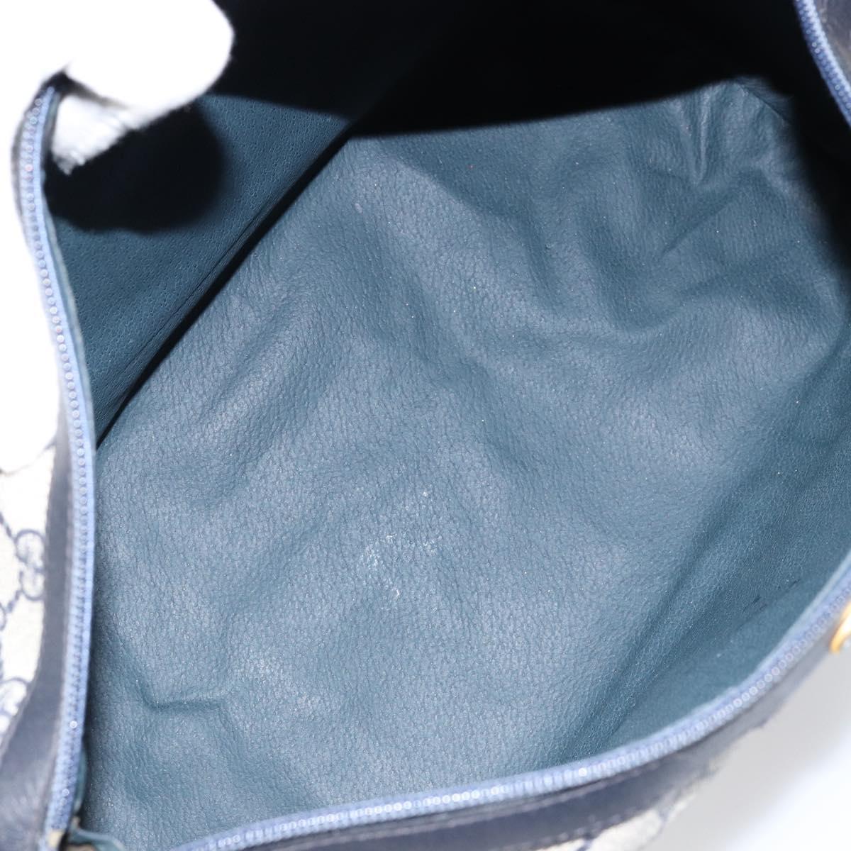 GUCCI GG Supreme Sherry Line Boston Bag PVC Navy Gold Red Auth 153368