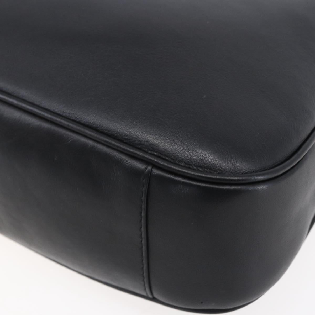 GUCCI Bamboo Hand Bag Leather 2way Black Gold 001 1998 1638 Auth 153369