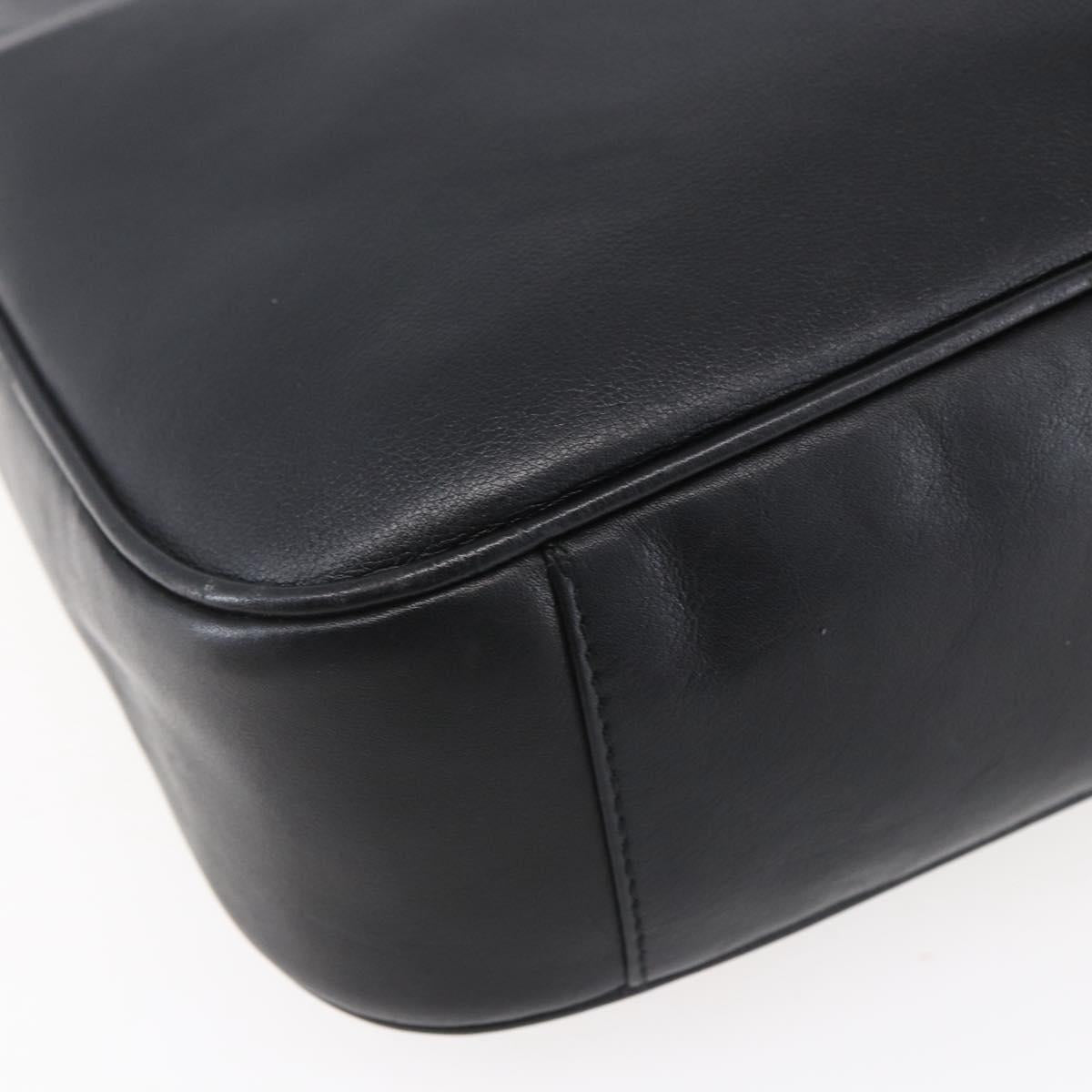 GUCCI Bamboo Hand Bag Leather 2way Black Gold 001 1998 1638 Auth 153369