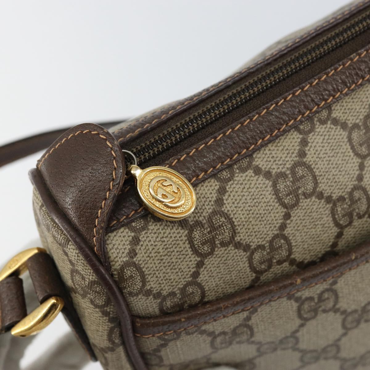 GUCCI GG Supreme Web Sherry Line Bag PVC Beige Gold 89 02 032 Auth 153370