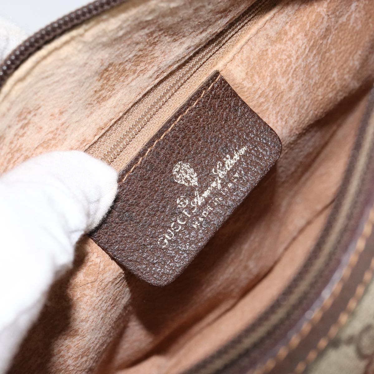 GUCCI GG Supreme Web Sherry Line Bag PVC Beige Gold 89 02 032 Auth 153370