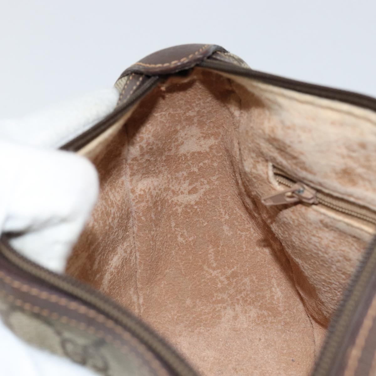 GUCCI GG Supreme Web Sherry Line Bag PVC Beige Gold 89 02 032 Auth 153370