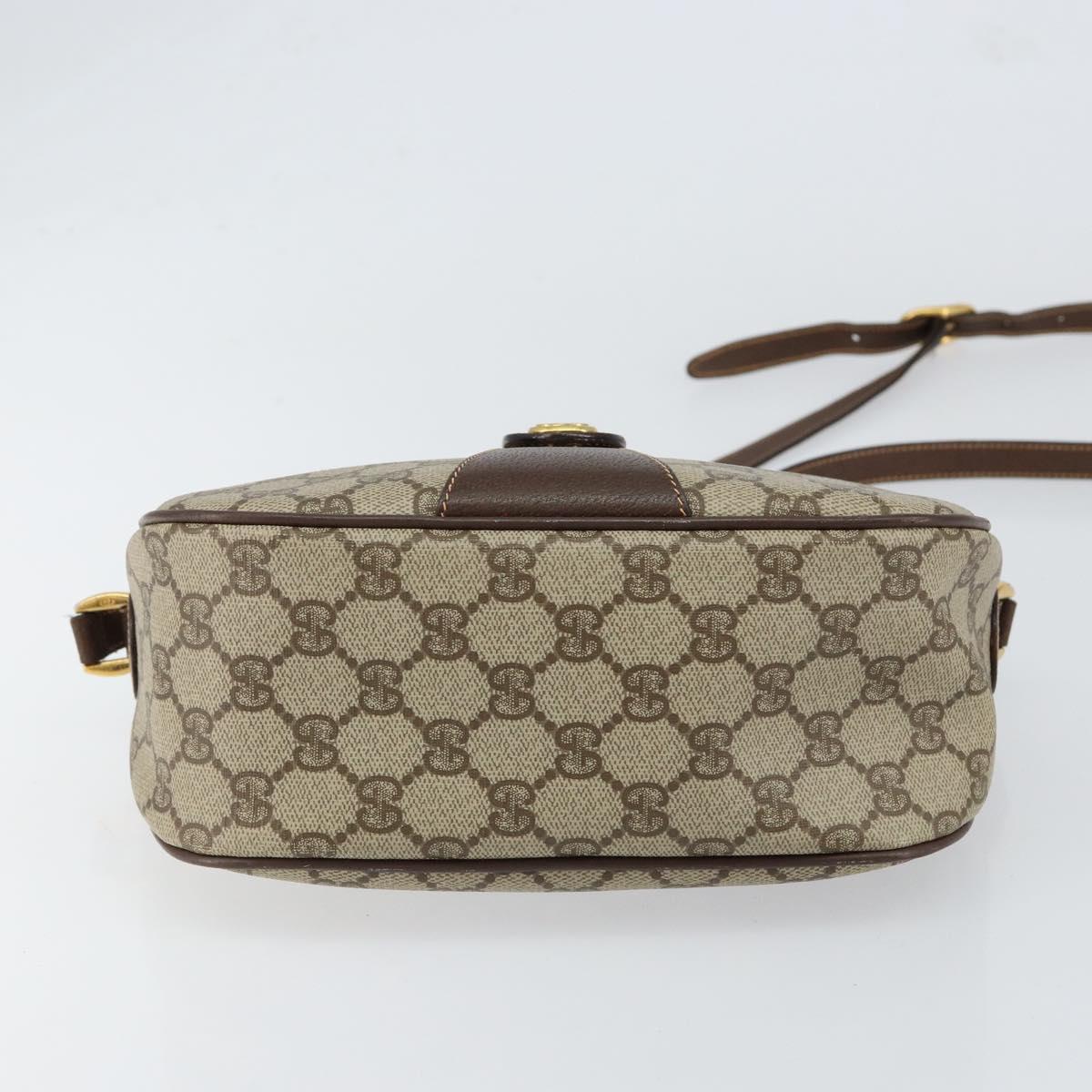 GUCCI GG Supreme Web Sherry Line Bag PVC Beige Gold 89 02 032 Auth 153370