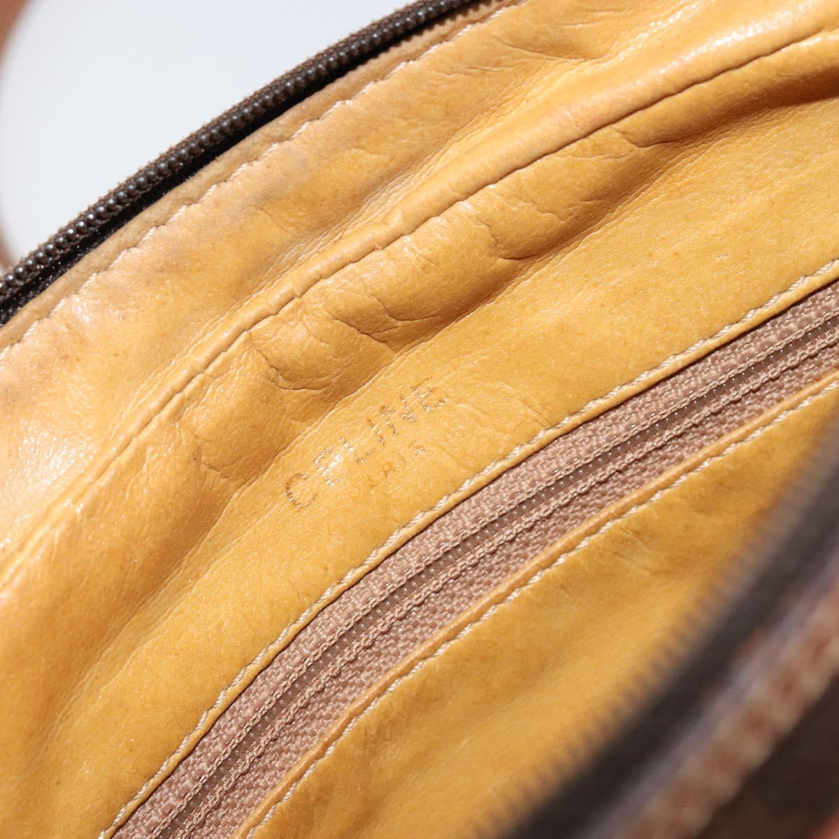 CELINE Macadam Canvas Shoulder Bag PVC Leather Brown Gold Auth 153388