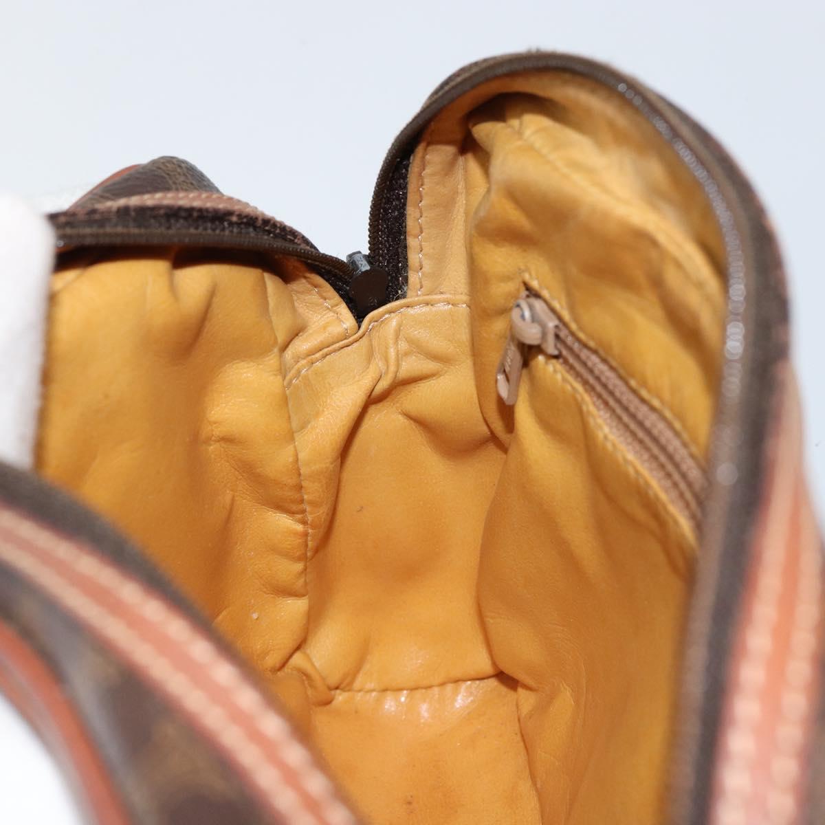 CELINE Macadam Canvas Shoulder Bag PVC Leather Brown Gold Auth 153388