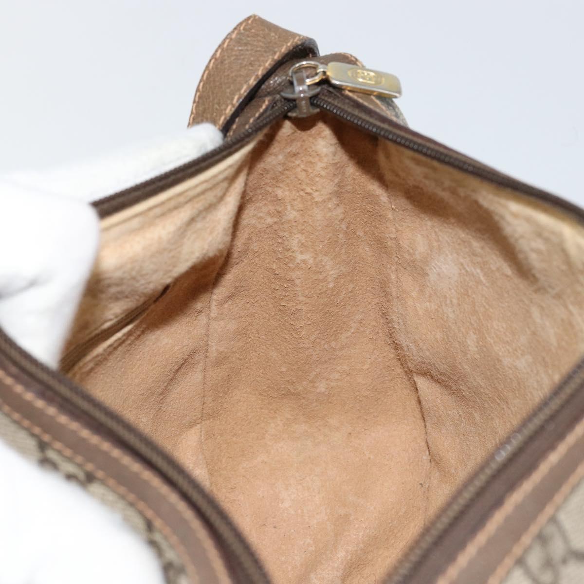 GUCCI GG Supreme Web Sherry Line Bag PVC Beige Gold 89 02 032 Auth 153392