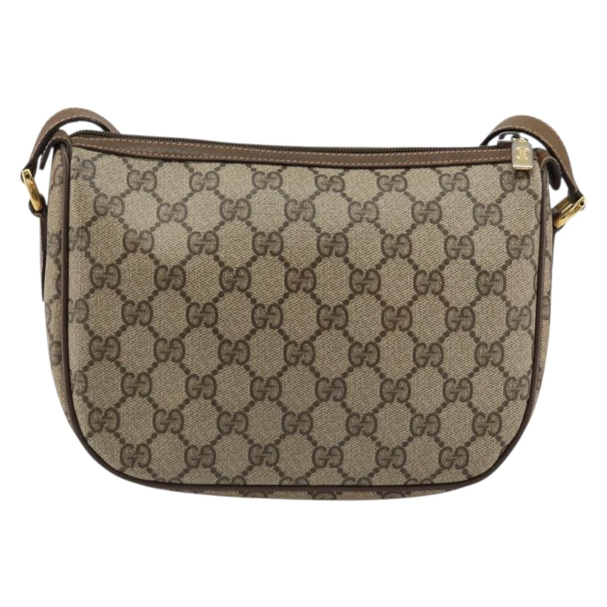 GUCCI GG Supreme Web Sherry Line Bag PVC Beige Gold 89 02 032 Auth 153392