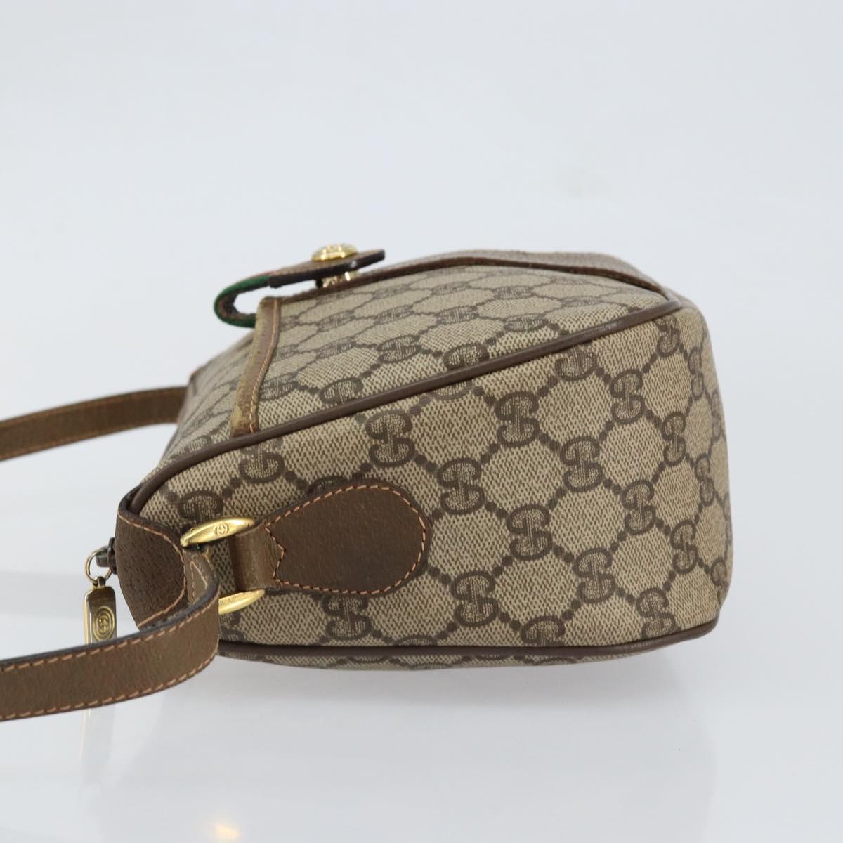 GUCCI GG Supreme Web Sherry Line Bag PVC Beige Gold 89 02 032 Auth 153392