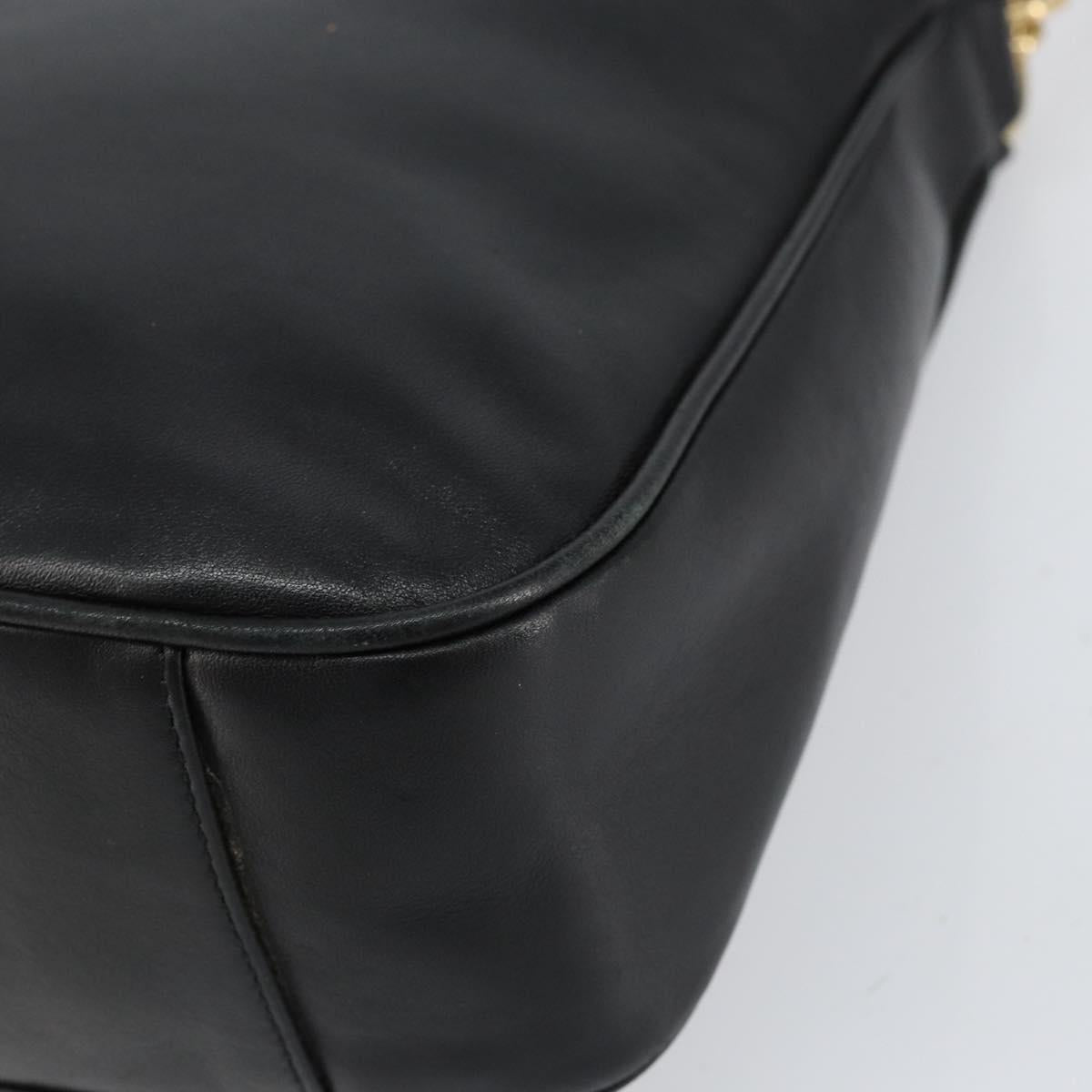 GUCCI Bamboo Shoulder Bag Leather 2way Black Gold 001 2123 1638 Auth 153394