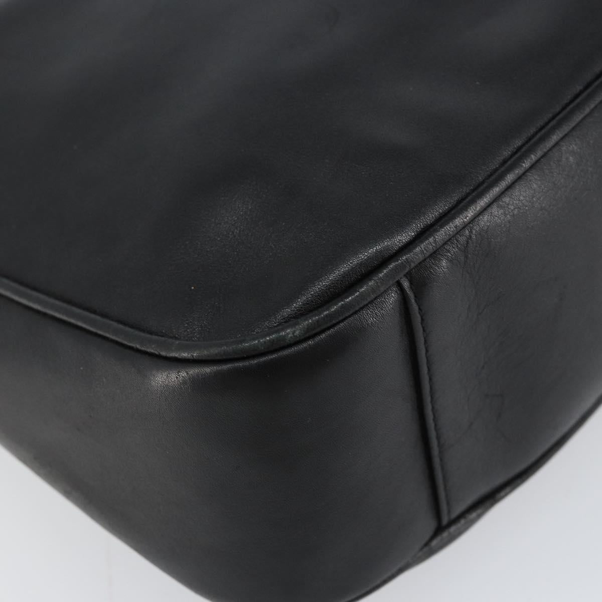 GUCCI Bamboo Shoulder Bag Leather 2way Black Gold 001 2123 1638 Auth 153394