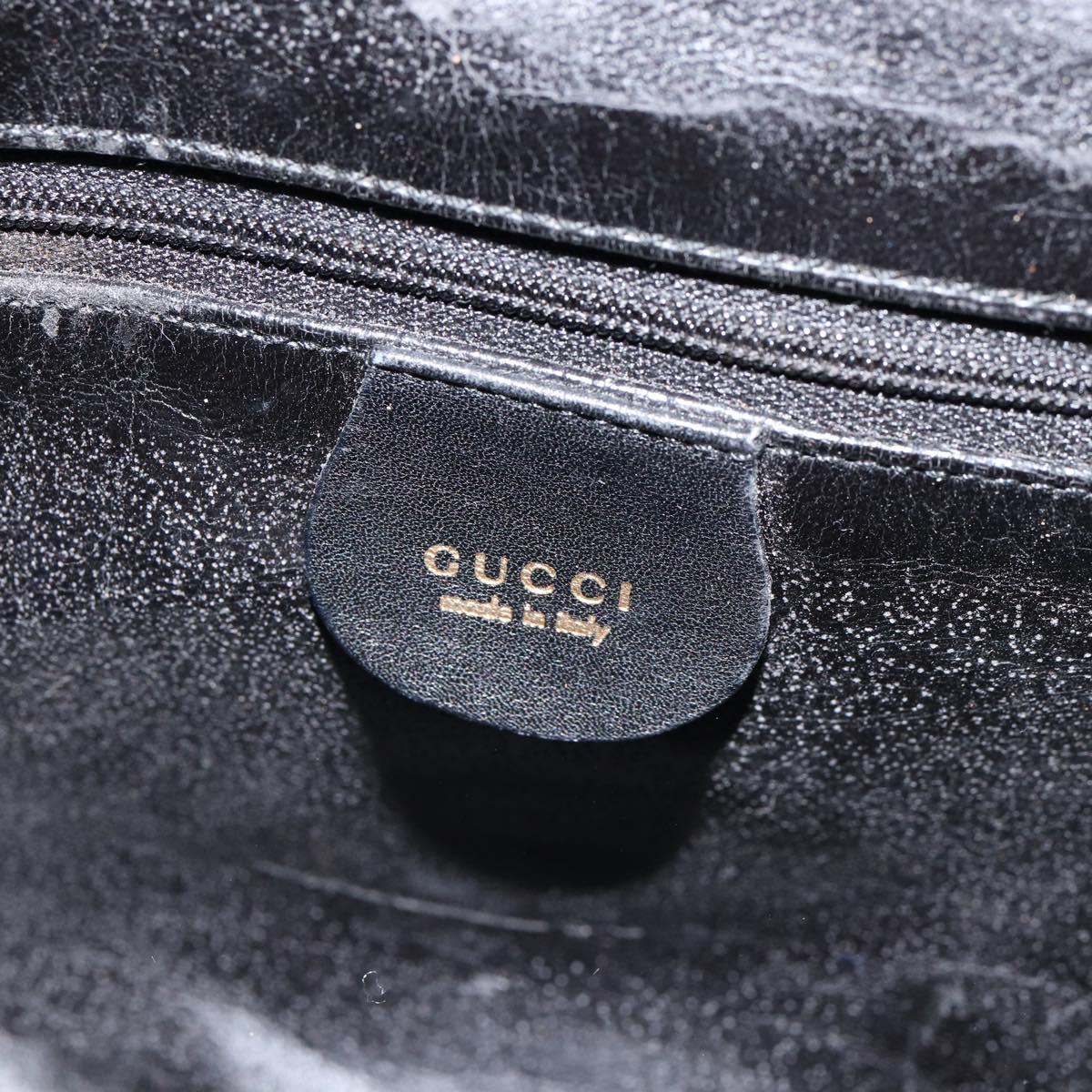 GUCCI Bamboo Shoulder Bag Leather 2way Black Gold 001 2123 1638 Auth 153394