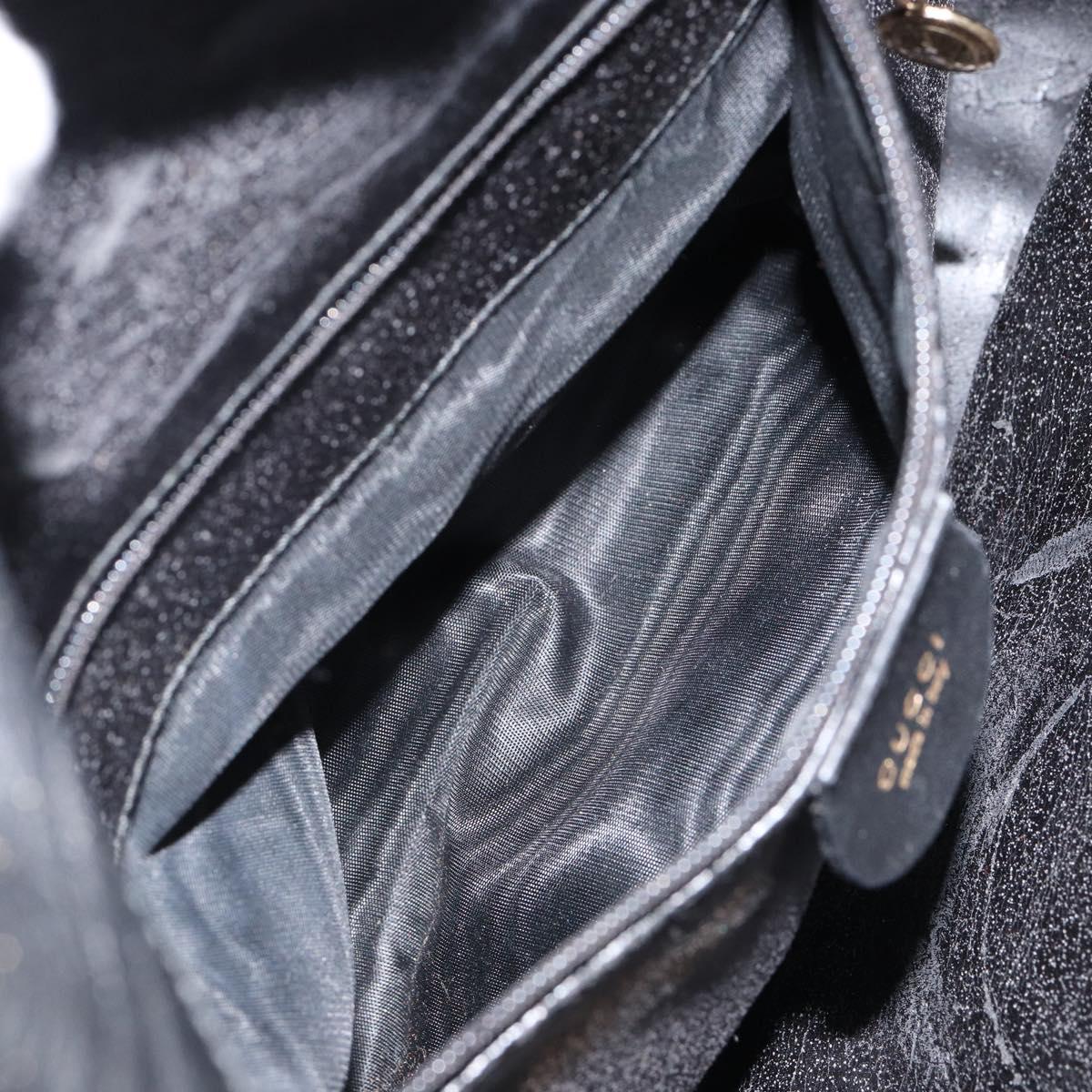 GUCCI Bamboo Shoulder Bag Leather 2way Black Gold 001 2123 1638 Auth 153394