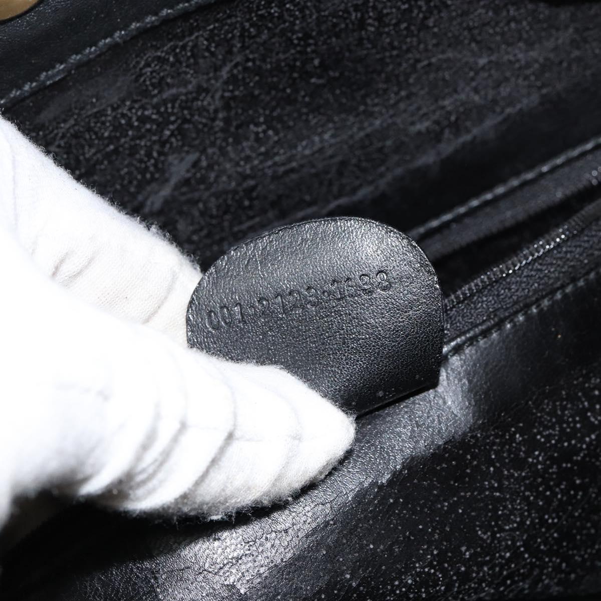 GUCCI Bamboo Shoulder Bag Leather 2way Black Gold 001 2123 1638 Auth 153394