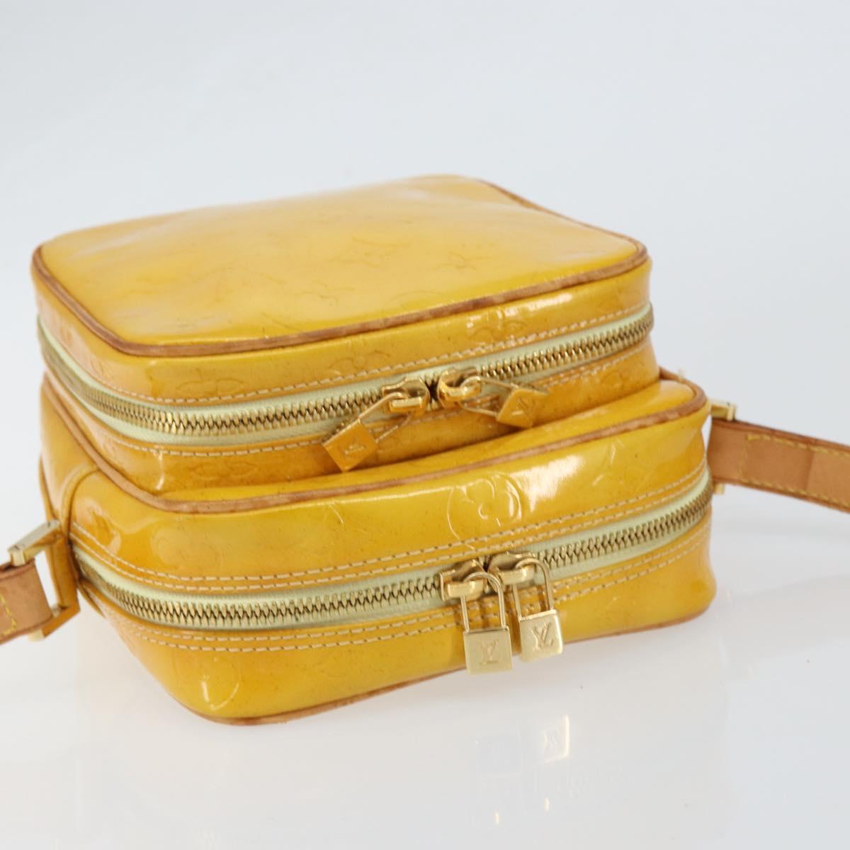 LOUIS VUITTON Monogram Vernis Wooster Bag Lime Yellow M91075 LV Auth 153396