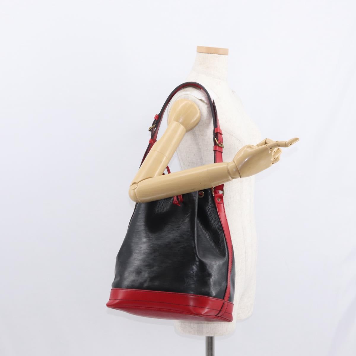 LOUIS VUITTON Epi Noe Shoulder Bag Bicolor Black Red M44017 LV Auth 153398