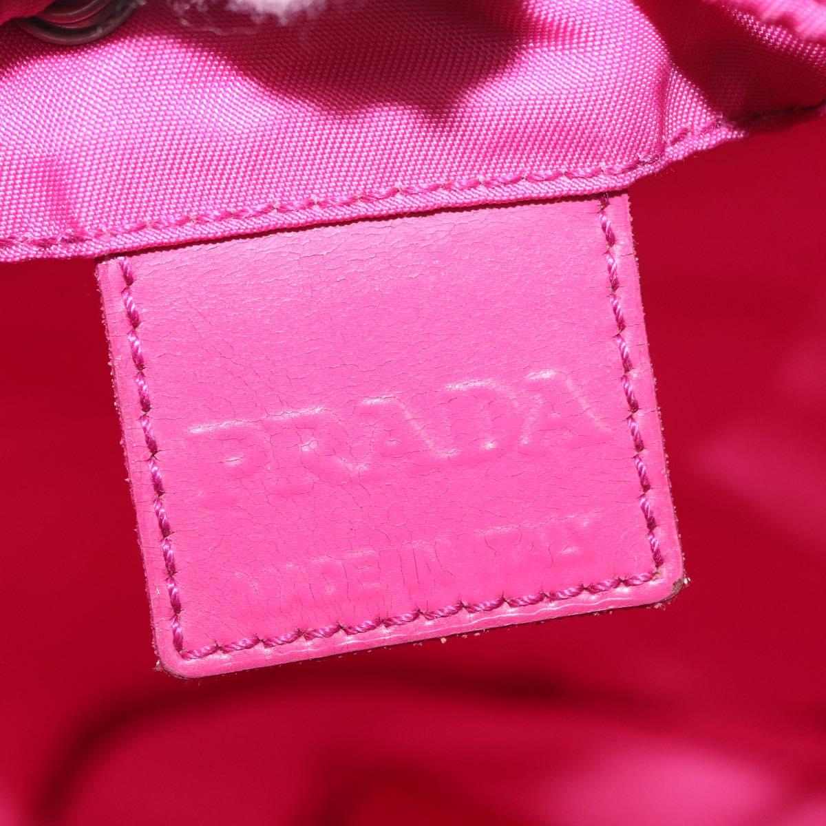 PRADA Pouch Nylon Pink Silver Auth 153405