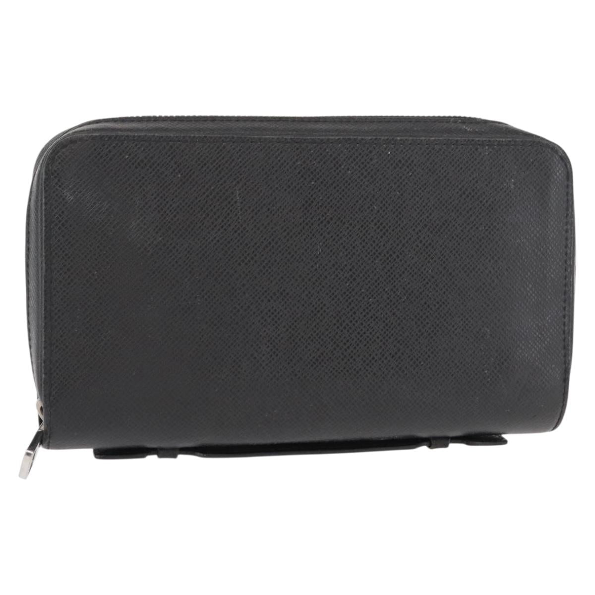 LOUIS VUITTON Taiga Zippy XL Long Wallet Black M44275 LV Auth 153416