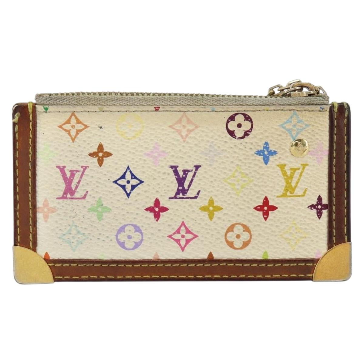 LOUIS VUITTON Monogram Multicolor Pochette Cles Purse White M92655 Auth 153418