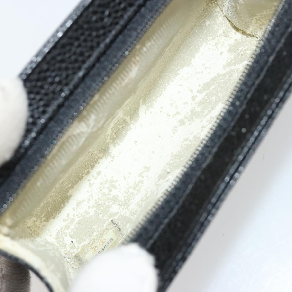 CHANEL COCO Mark Pouch Caviar Skin Black Gold CC Auth 153420