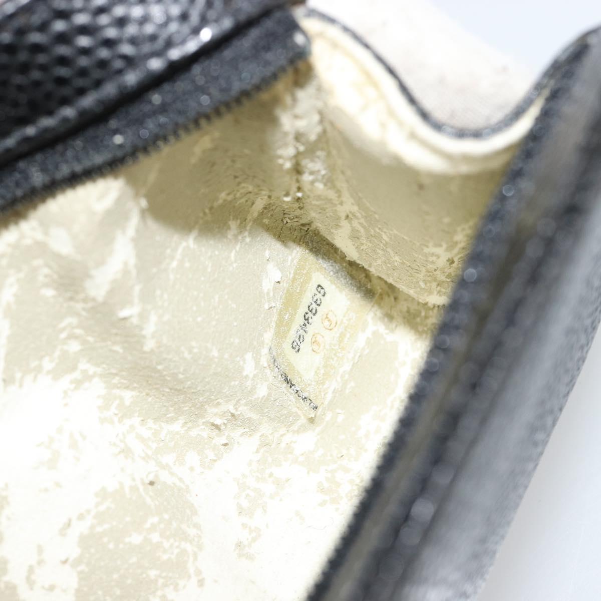 CHANEL COCO Mark Pouch Caviar Skin Black Gold CC Auth 153420