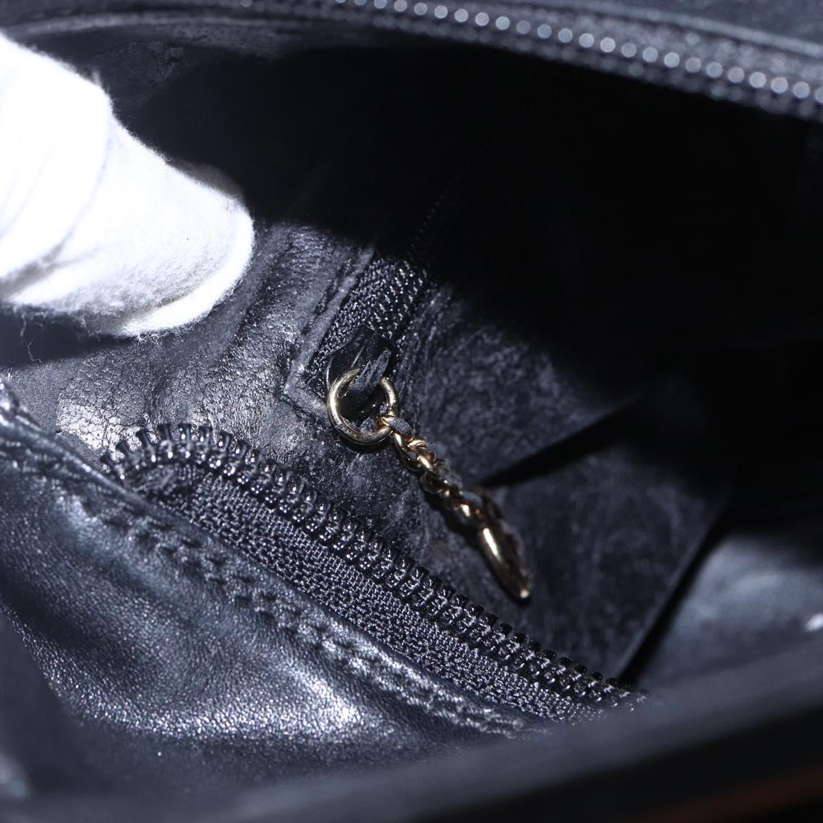 GUCCI Bamboo Hand Bag Leather 2way Black Gold 002 2058 0508 0 Auth 153437