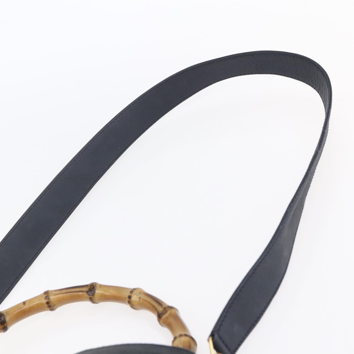 GUCCI Bamboo Hand Bag Suede 2way Navy Gold Auth 153438