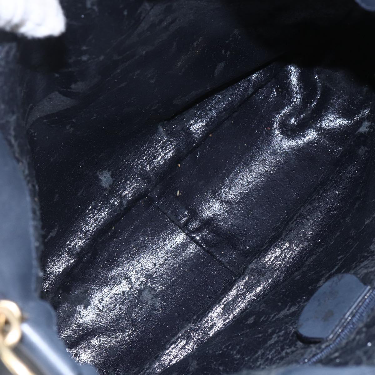 GUCCI Bamboo Hand Bag Suede 2way Navy Gold Auth 153438