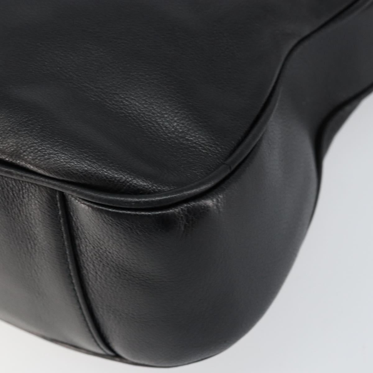 GUCCI Bamboo Hand Bag Leather 2way Black Gold 001 14 1638 Auth 153439