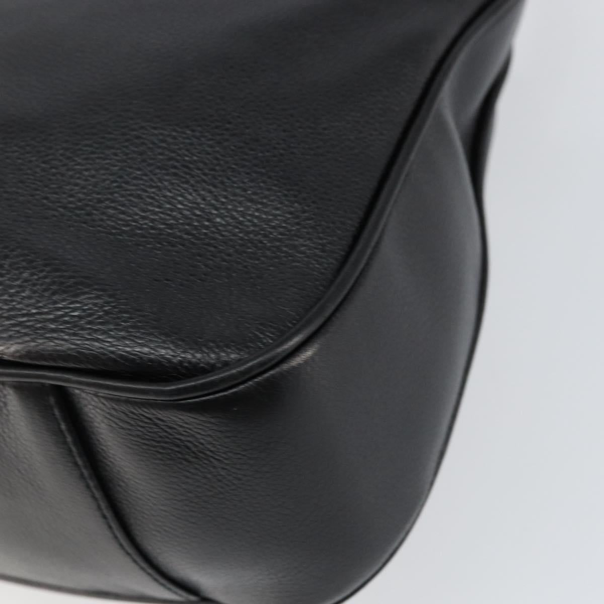 GUCCI Bamboo Hand Bag Leather 2way Black Gold 001 14 1638 Auth 153439