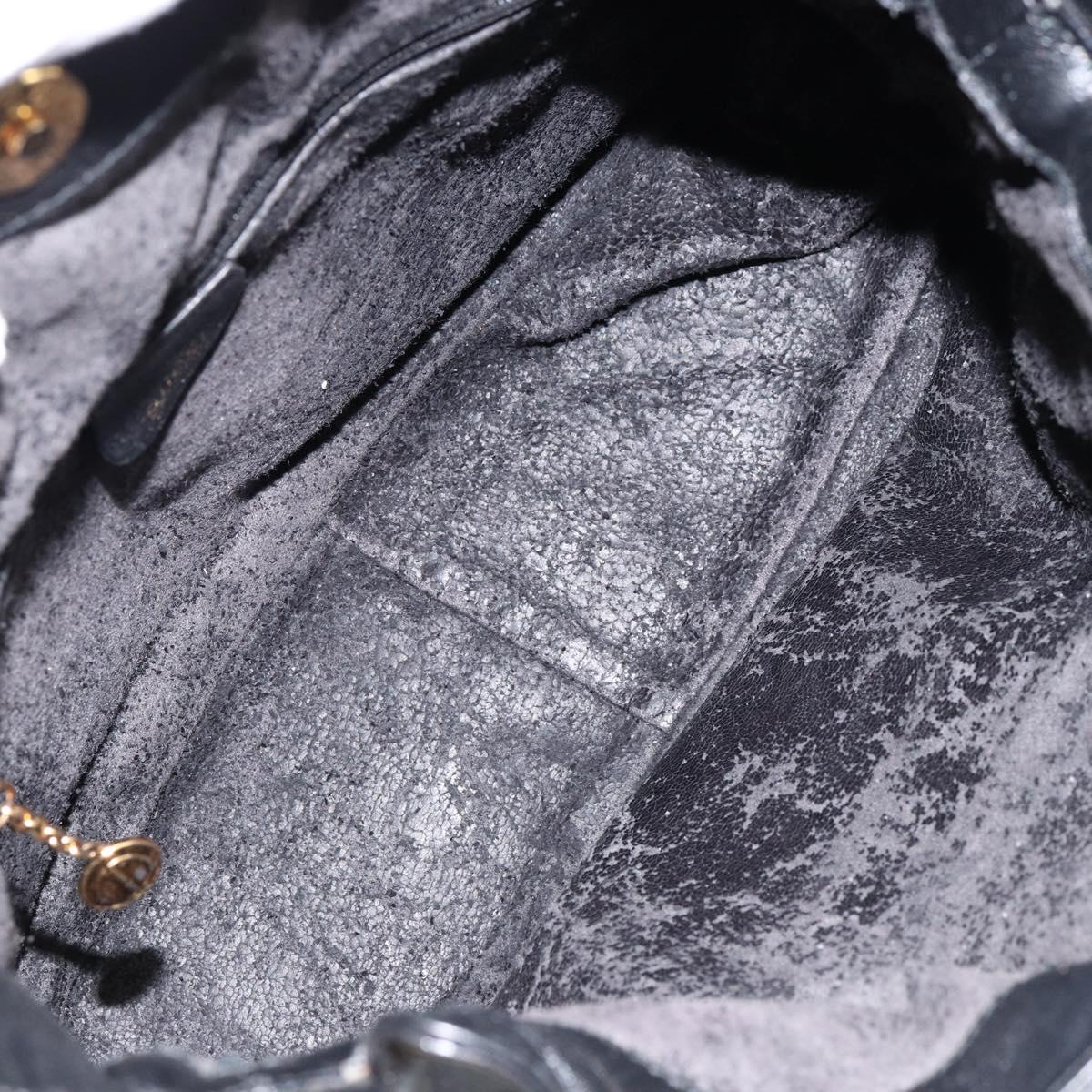 GUCCI Bamboo Hand Bag Leather 2way Black Gold 001 14 1638 Auth 153439