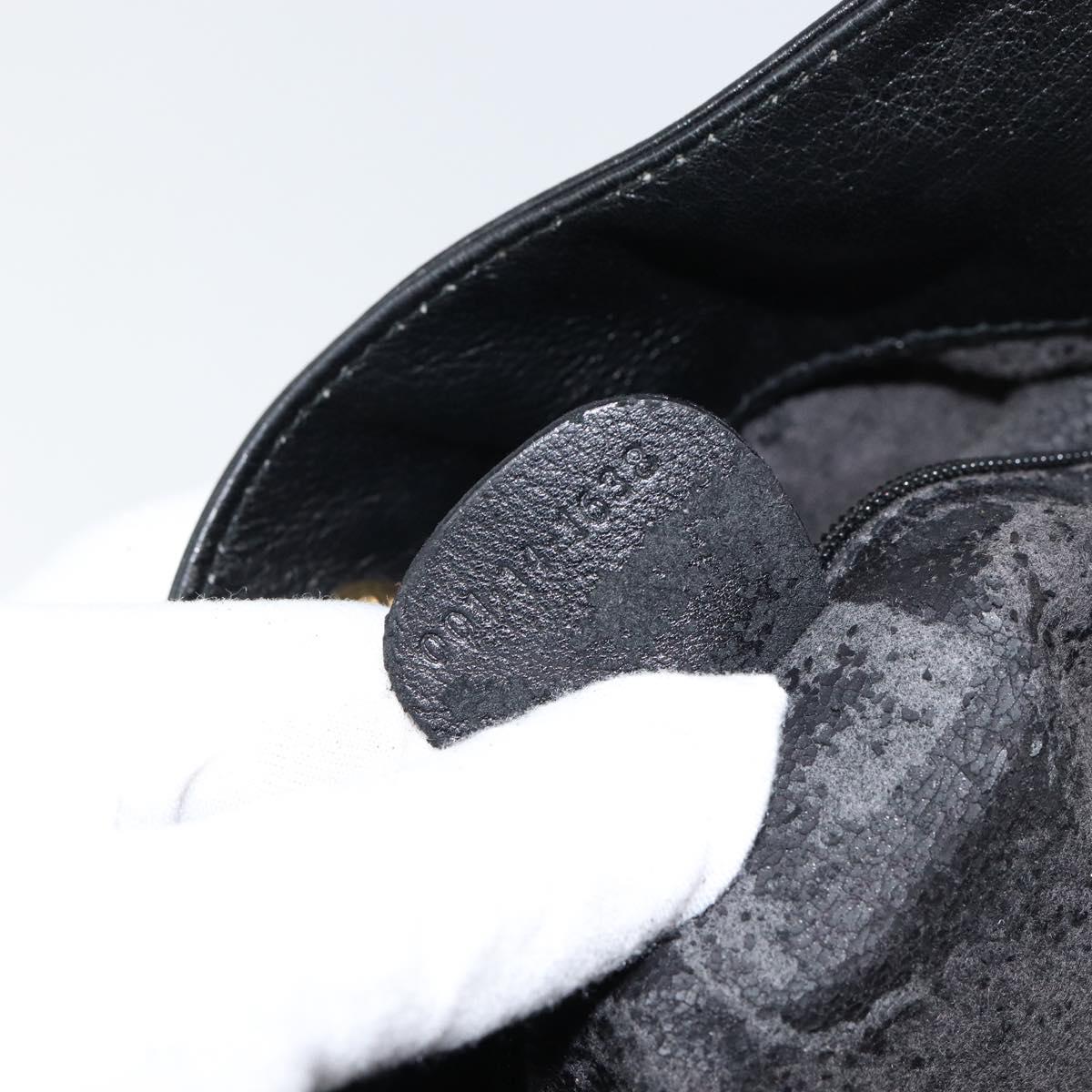 GUCCI Bamboo Hand Bag Leather 2way Black Gold 001 14 1638 Auth 153439