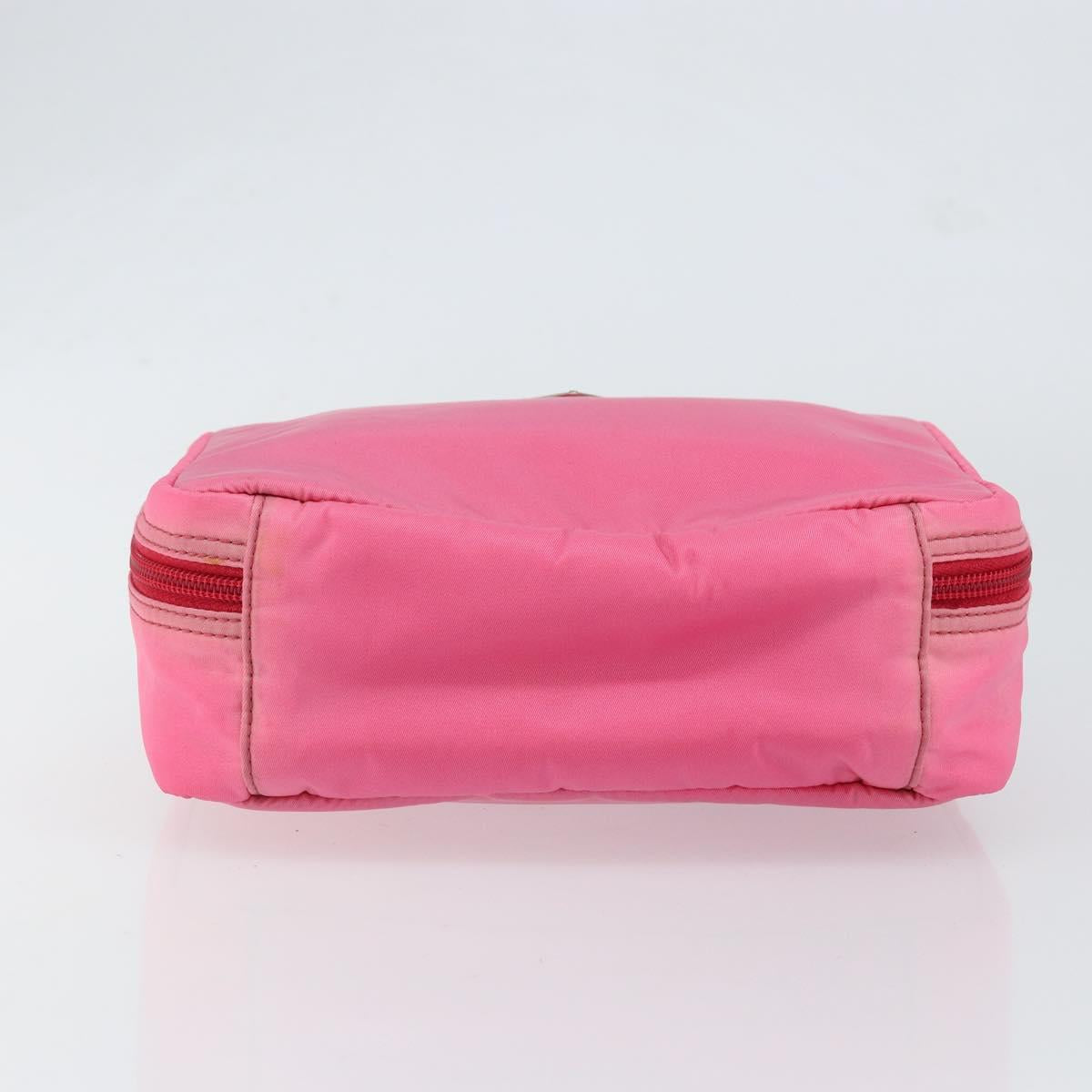 PRADA Vanity Cosmetic Pouch Nylon Pink Silver Auth 153441
