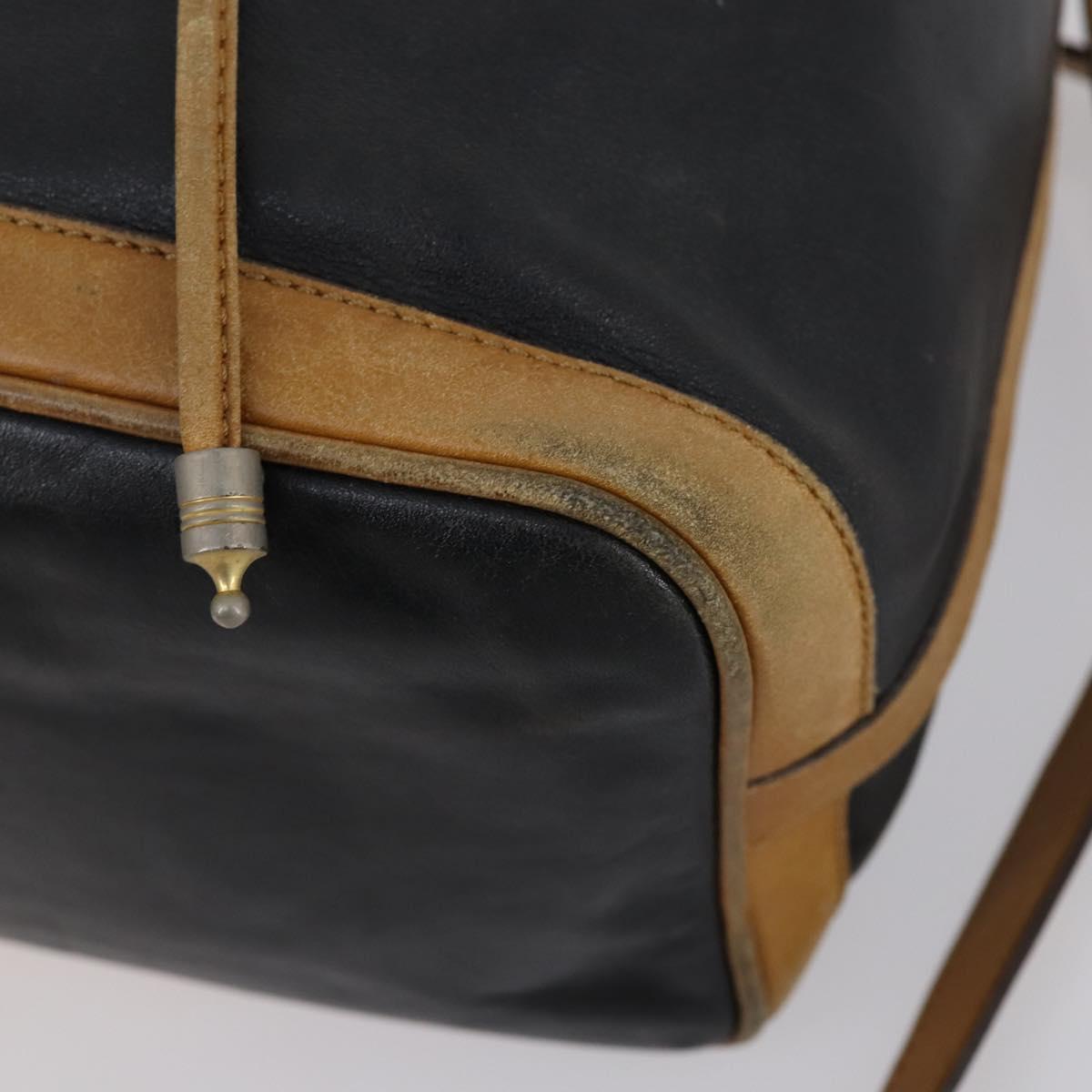 CELINE Shoulder Bag Leather 2 Set Black Auth 153444