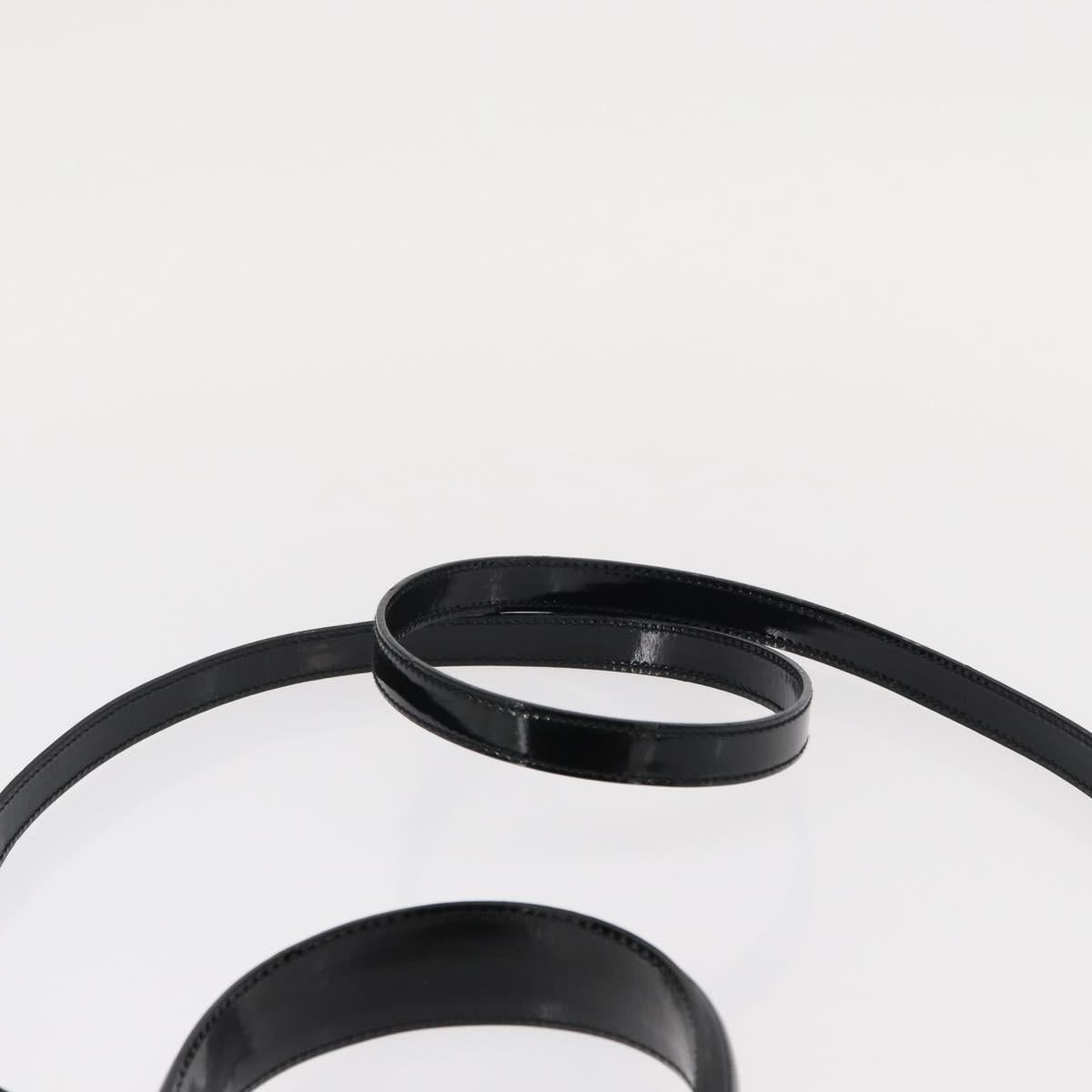 Salvatore Ferragamo Gancini Hand Bag Enamel 2way Black Gold Auth 153460