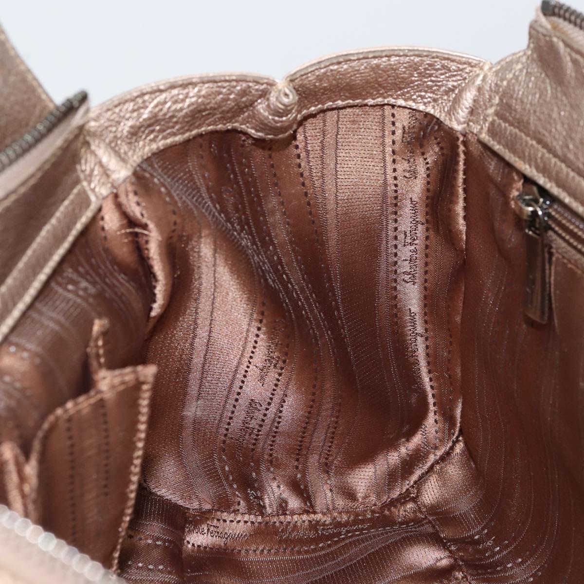 Salvatore Ferragamo Gancini Tote Bag Leather Gold Auth 153462