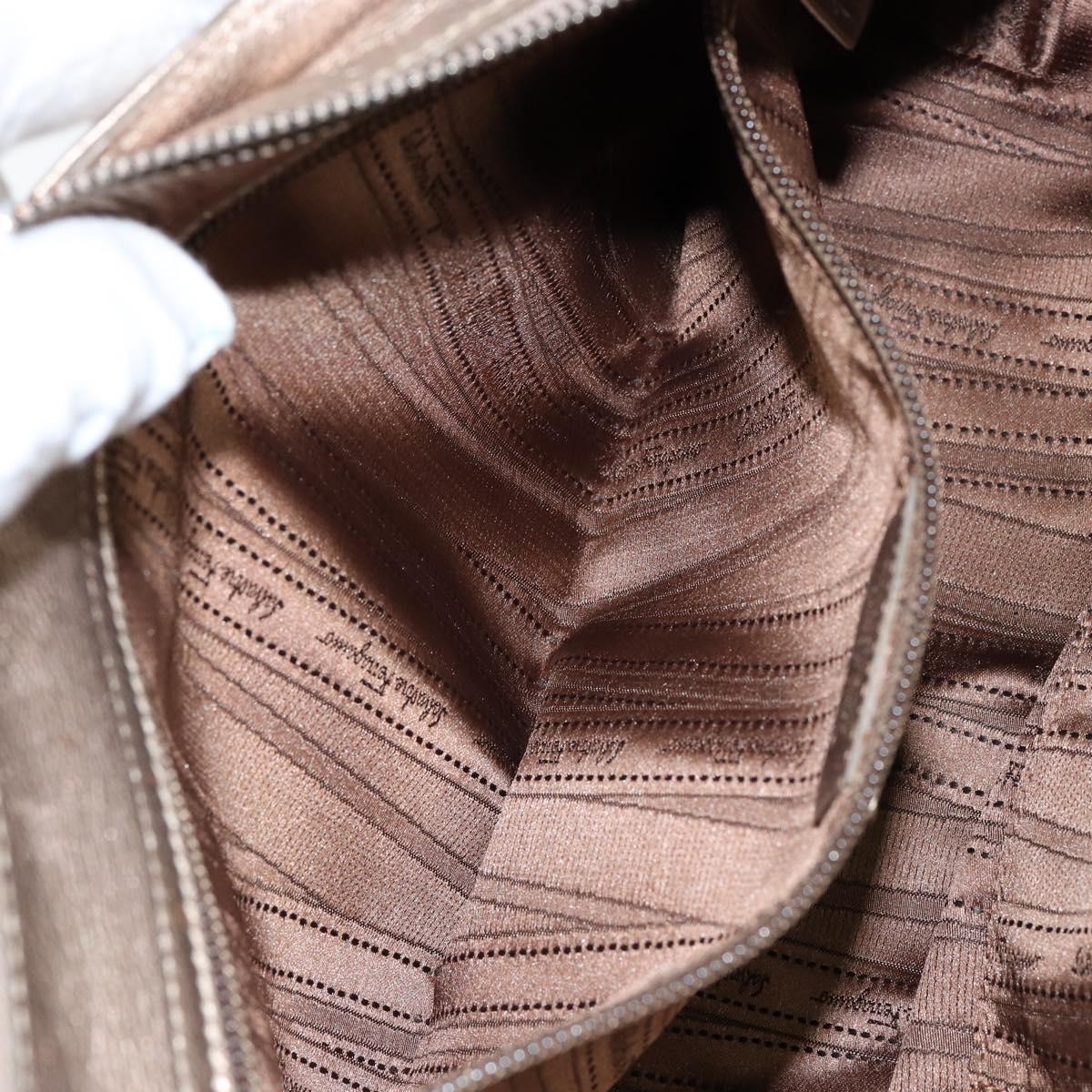 Salvatore Ferragamo Gancini Tote Bag Leather Gold Auth 153462