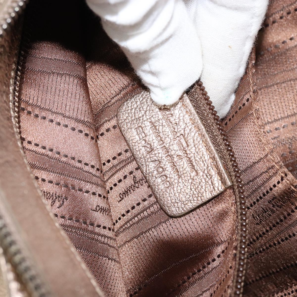 Salvatore Ferragamo Gancini Tote Bag Leather Gold Auth 153462