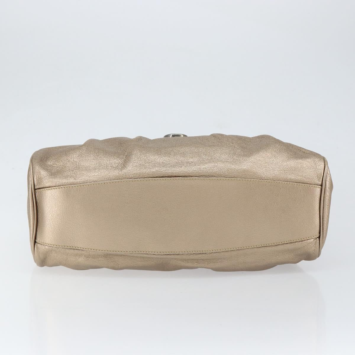 Salvatore Ferragamo Gancini Tote Bag Leather Gold Auth 153462