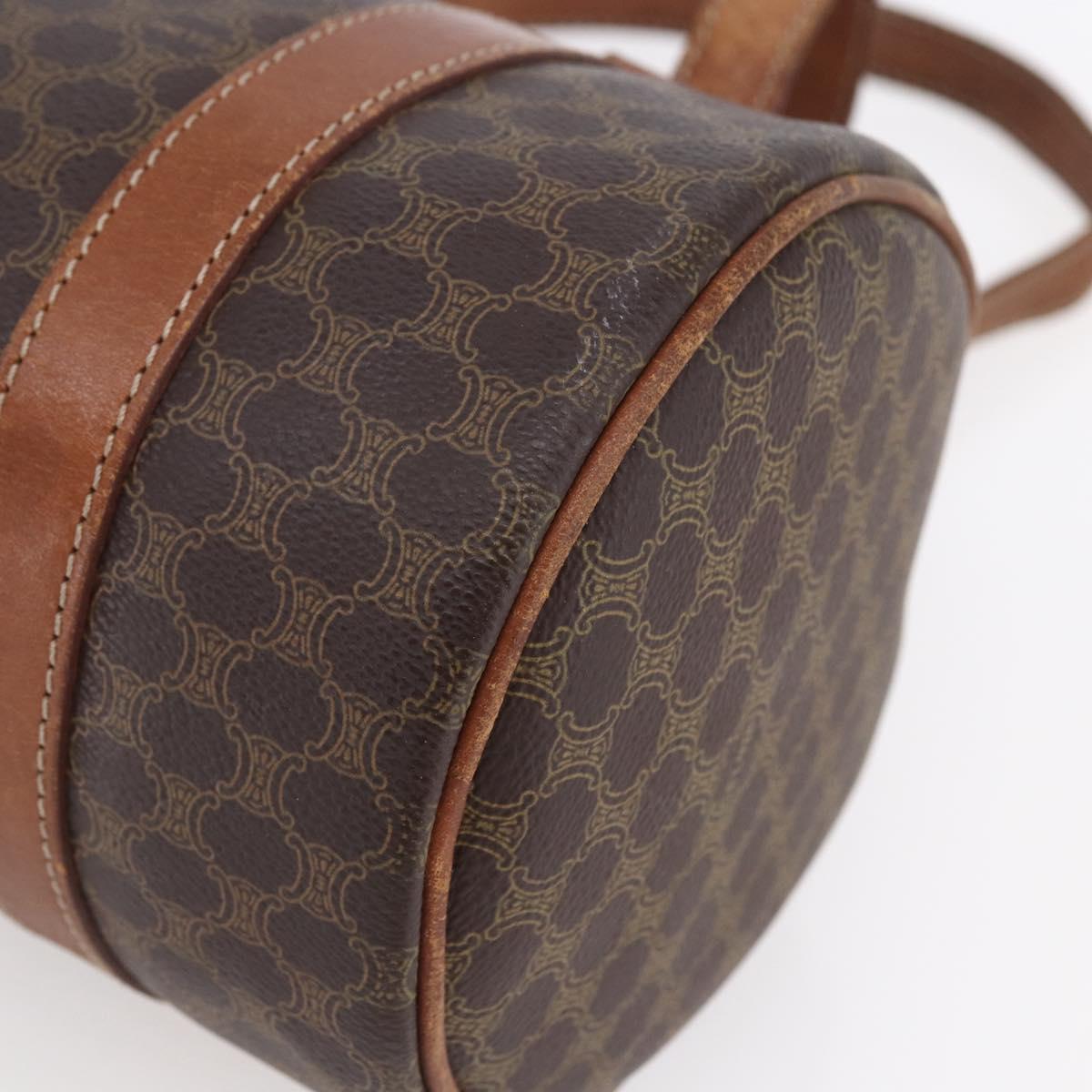 CELINE Macadam Canvas Shoulder Bag PVC Leather Brown Gold Auth 153468