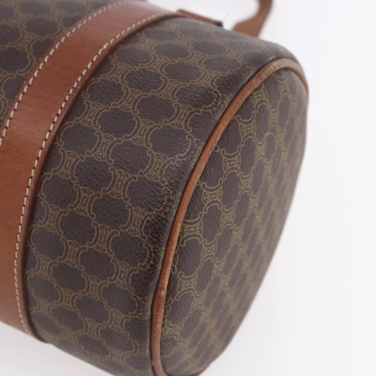 CELINE Macadam Canvas Shoulder Bag PVC Leather Brown Gold Auth 153468