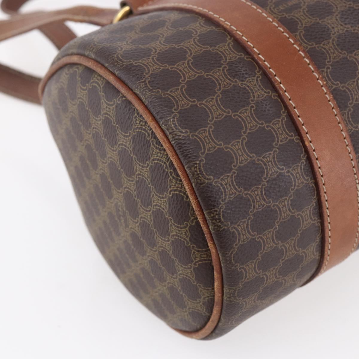 CELINE Macadam Canvas Shoulder Bag PVC Leather Brown Gold Auth 153468